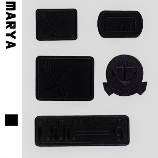 羽绒服补丁贴黑色刺绣徽章布贴衣服皮衣无痕修复破洞自粘装 饰贴布