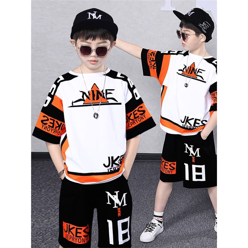 男童夏装短袖套装8洋气9岁休闲10运动11大童五分裤男孩半袖衣服潮