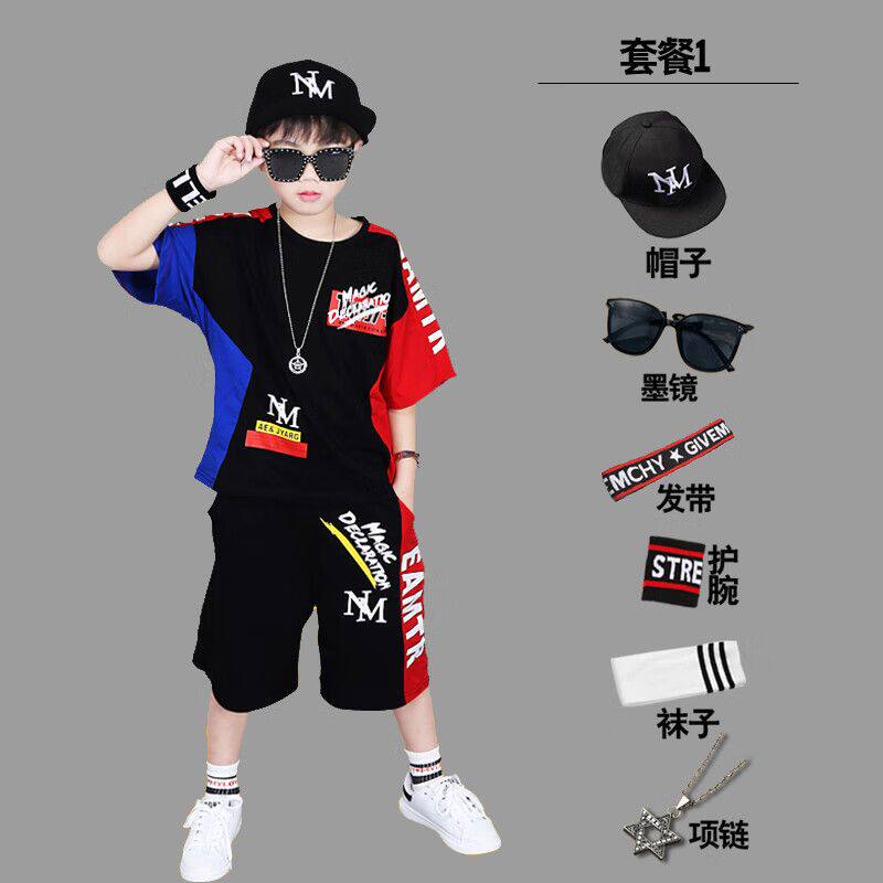 男童运动T恤10夏天8衣服夏装9中大童6短袖短裤两件套7儿童装12岁