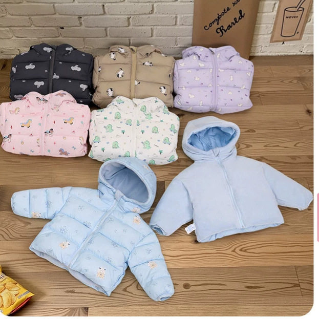 跨境童装儿童羽绒服棉服双面穿加绒男童棉服秋季棉袄女童宝宝外套