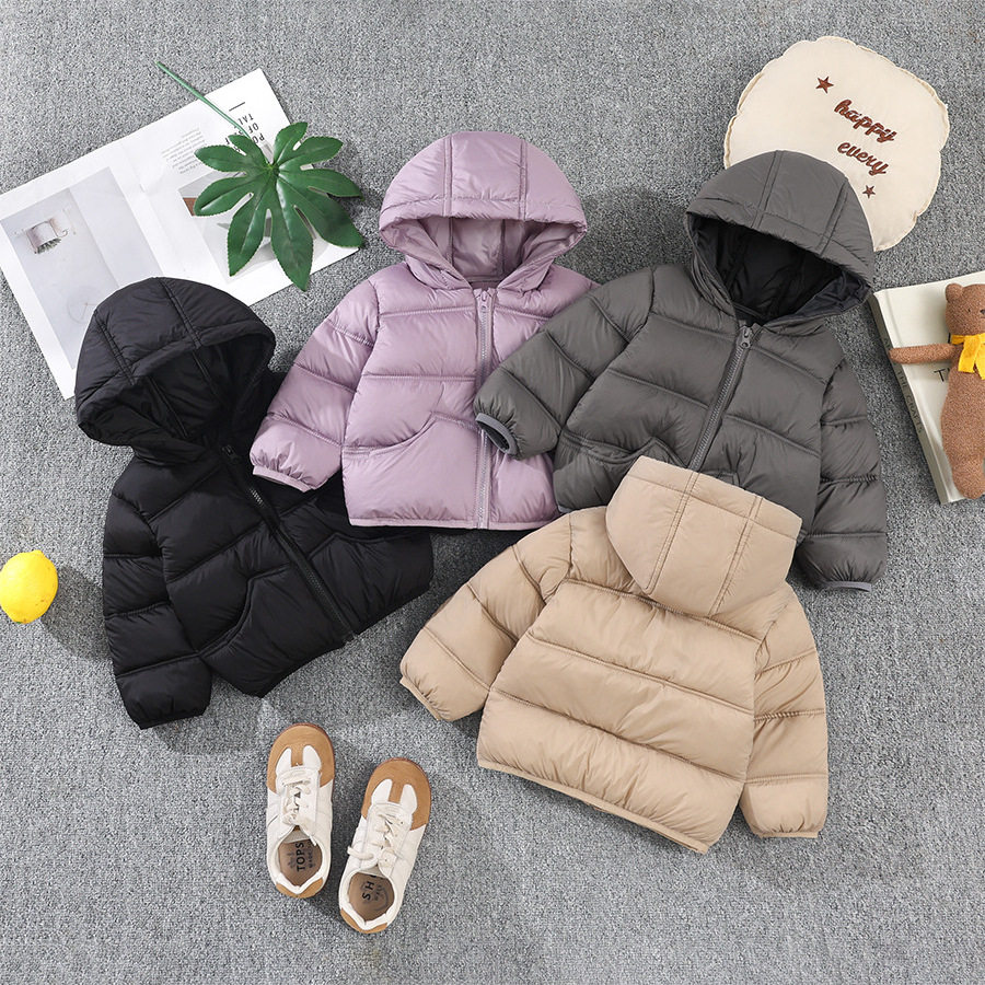 秋冬新款儿童羽绒棉服中小童纯色棉衣男童女童宝宝外穿小棉袄童装