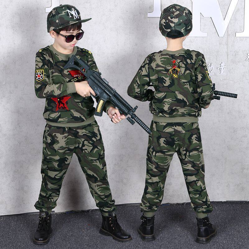 男童迷彩服套装春秋新款儿童特种兵军训服小孩军装幼儿园学生演出