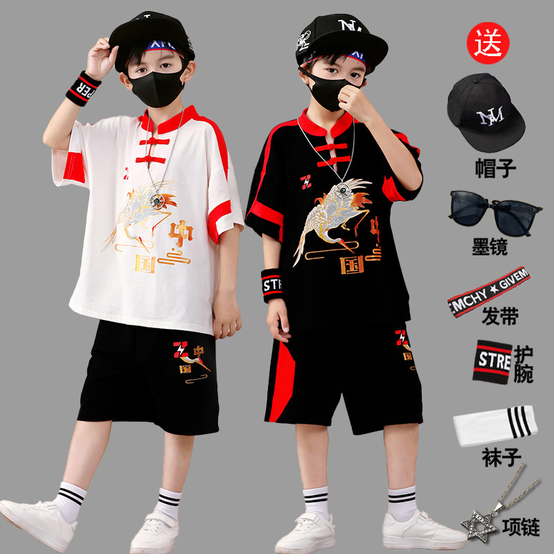 男童汉服新中式唐装唐服夏季套装六一儿童民族舞蹈跳舞表演出服装