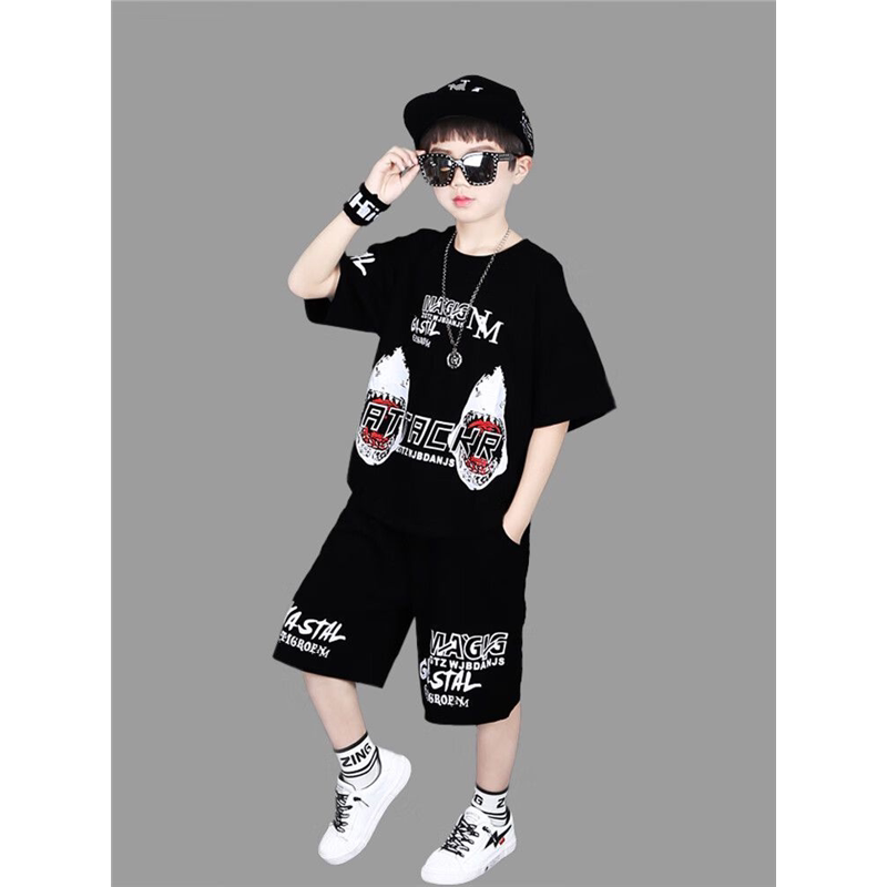 男童短袖套装小孩夏天衣服中大童6儿童夏装9男孩洋气7帅气潮装8岁