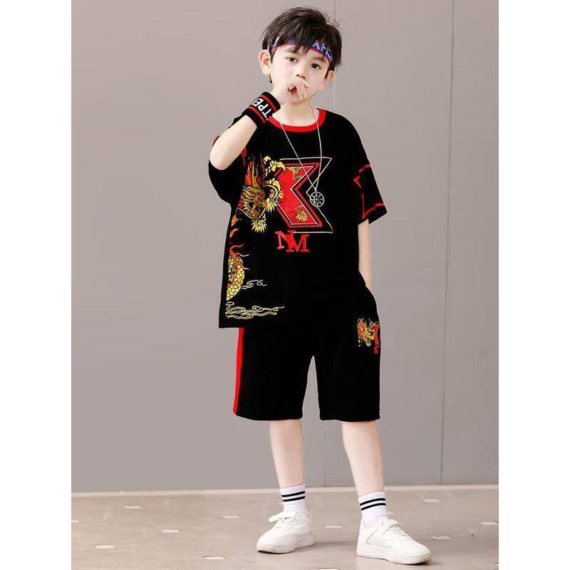 男童夏装T恤2026新款儿童帅气短袖大童个性两件套男孩夏季衣服潮