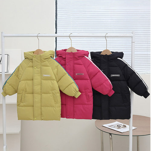 童装秋冬儿童羽绒棉服中长款过膝男女中大童连帽加厚外套棉袄