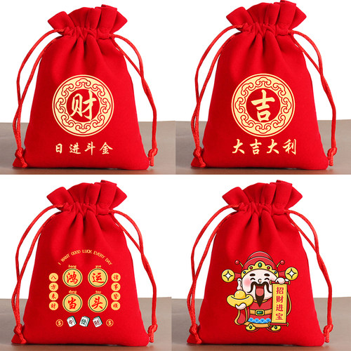 高品质加厚红色绒布袋