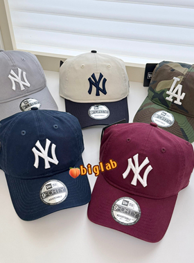 韩国NewEra大标软顶刺绣帽子940男女同款弯檐运动洋基队棒球帽