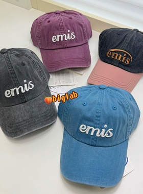 韩国emis牛仔棒球帽丹宁牛仔明星同款休闲百搭弯檐软顶经典款帽子