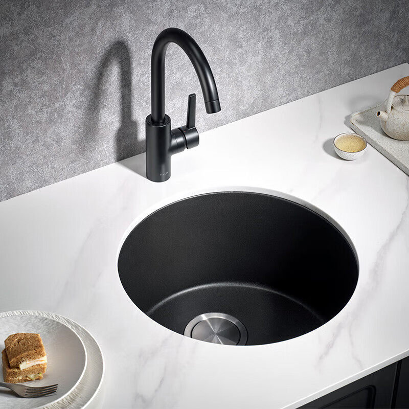 科勒石英石水槽吧台圆槽小单槽厨房菜盆台下圆形岛台洗手池30719T,家装主材,水槽单品,淘宝优惠券,粉丝福利购,淘宝优惠卷