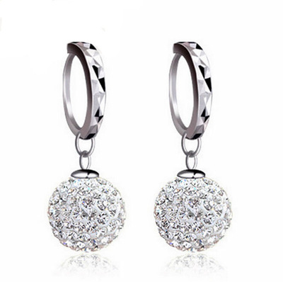 满钻球耳扣耳饰香巴拉耳环欧美时尚女水钻耳钉耳坠工厂