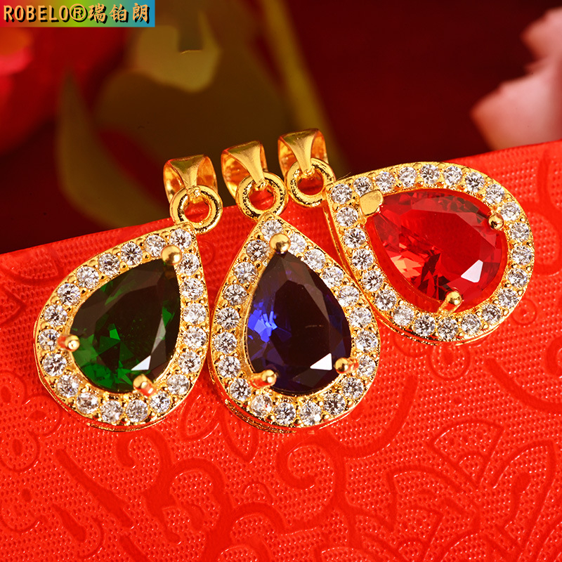 跨境热销S925纯银水滴镶钻项链菱形宝石吊坠 water drop necklace