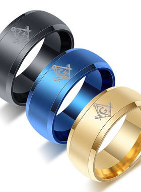 共济会钛钢现货男士戒指