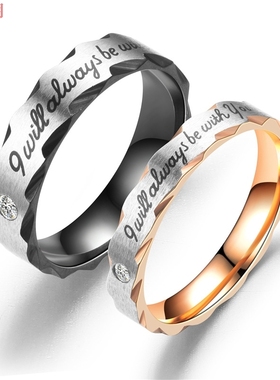 love欧美风镶钻黑色情侣对戒