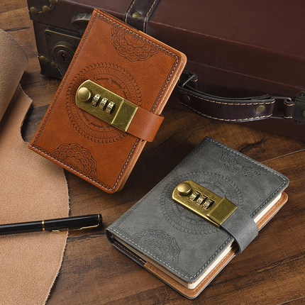 复古A7密码本带锁加厚学生笔记本创意日记本简约记事本账本文具