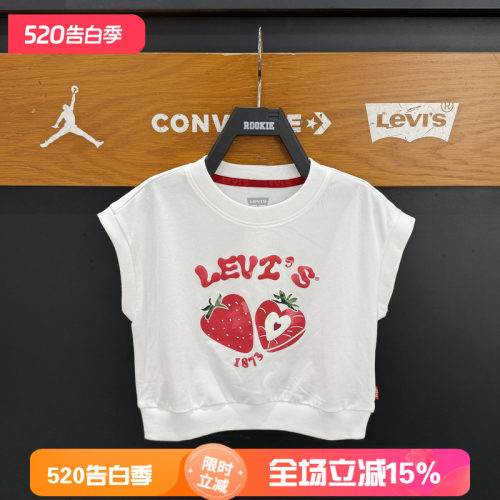 Levi's李维斯儿童草莓印花背心女白色无袖上衣潮夏款26 LV2622073