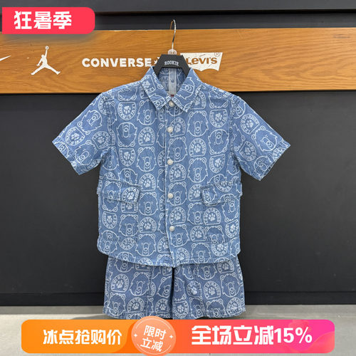 李维斯纯棉男女童印花短袖衬衫