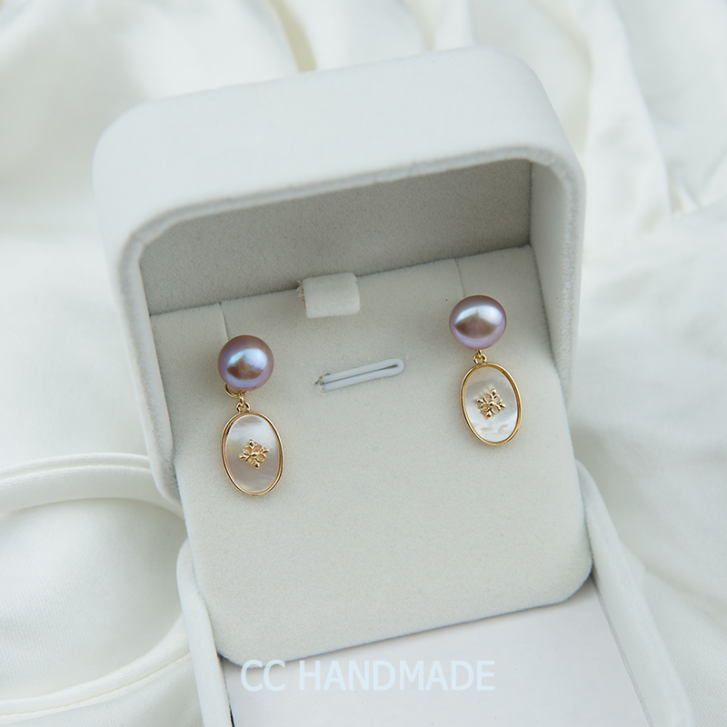 天然贝壳蚊香盘宫廷风淡紫色饰品