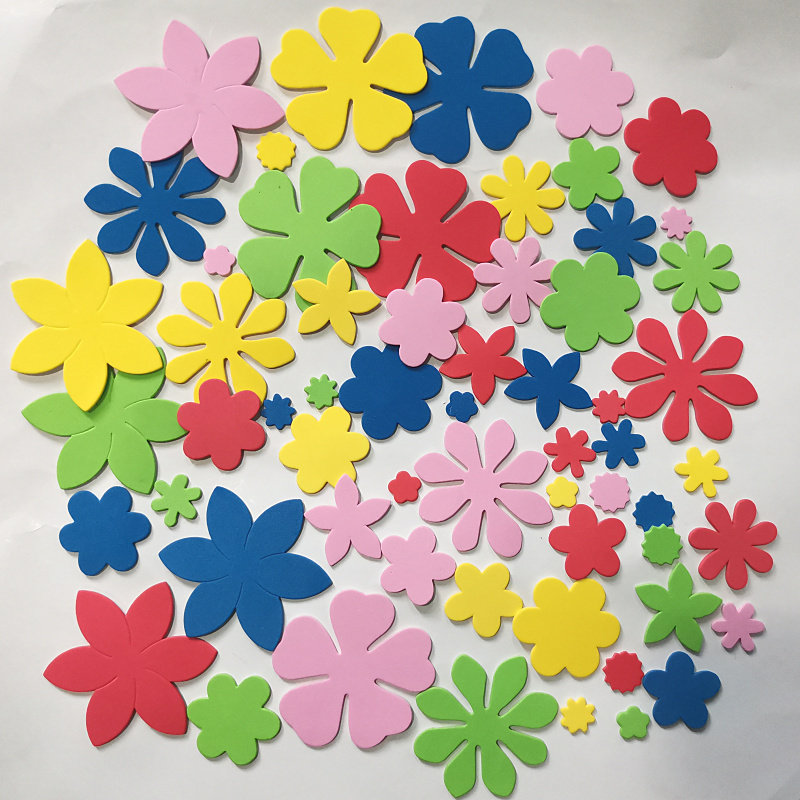五颜六色的花春天的花朵贴纸 幼儿园小学环境装饰贴手工制作材料