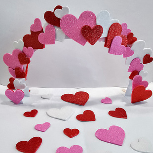 金闪闪爱心拱桥亮粉爱心桃心贴纸diy玩具贴画心形海绵纸 婚礼装饰