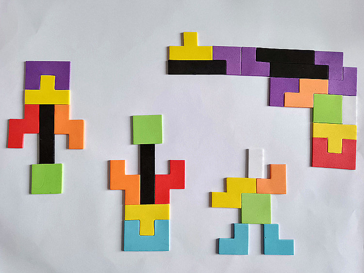 320片俄罗斯方块积木贴纸 儿童益智拼贴几何图形创意拼图粘贴拼画