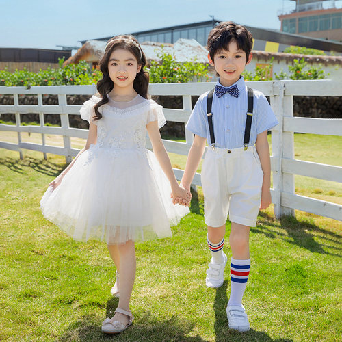 毕业拍照礼服爱的华尔兹舞蹈服男女儿童白色公主裙枕边童话演出服