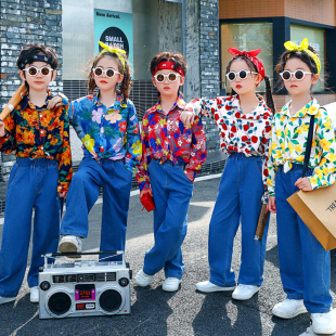 儿童花花宇宙舞蹈港风花衬衫眉飞色舞卡拉永远ok复古disco演出服