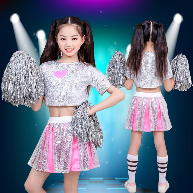 儿童向快乐出发演出服男女生啦啦队偶像万万岁爱你现代舞蹈服亮片
