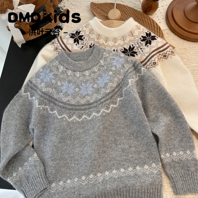 费尔岛女童100%纯山羊绒衫