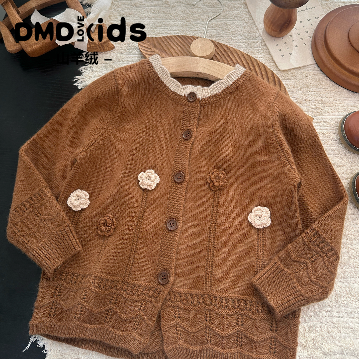 女童纯山羊绒开衫毛衣加厚秋冬