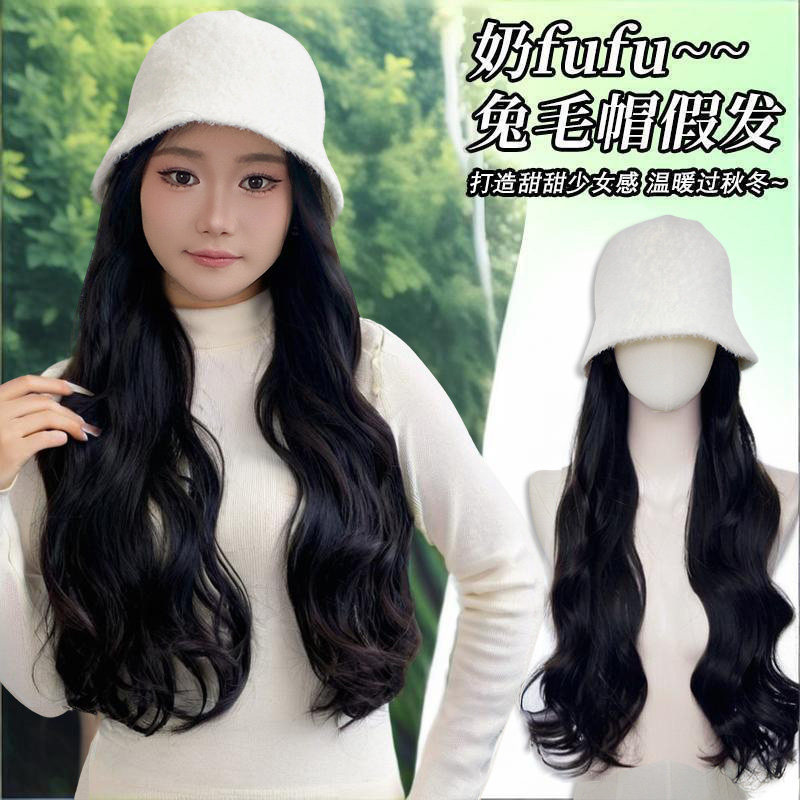 帽子假发一体女长发自然仿真发卷发2026新款时尚秋冬渔夫帽全头套,美发护发/假发,帽子假发,淘宝优惠券,粉丝福利购,淘宝优惠卷