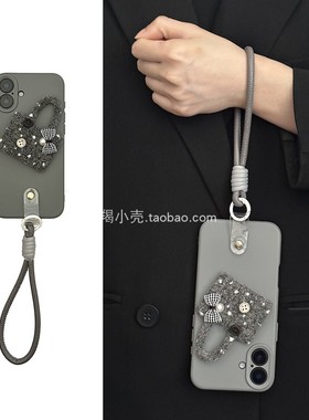 韩系ins小香灰色毛毡包包挂绳17promax/16pro适用iphone15promax苹果14手机壳11可手拎12新款13PM软壳