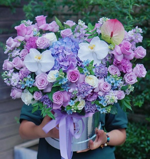 长春鲜花速递同城花店送花情人节生日玫瑰向日葵手提花篮抱抱桶