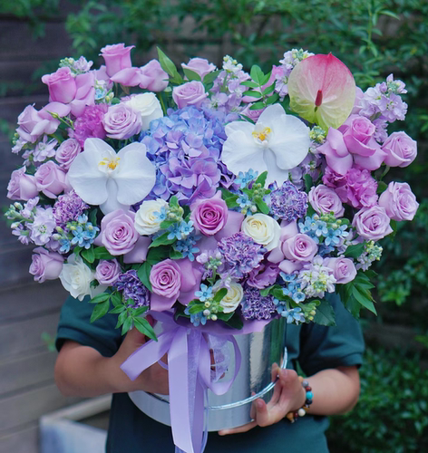 长春鲜花店同城送花芍药粉玫瑰抱抱桶紫玫瑰手提花篮母亲节鲜花