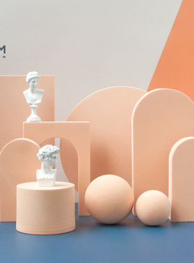 粉色模块泡沫拱门立体化妆品圆球