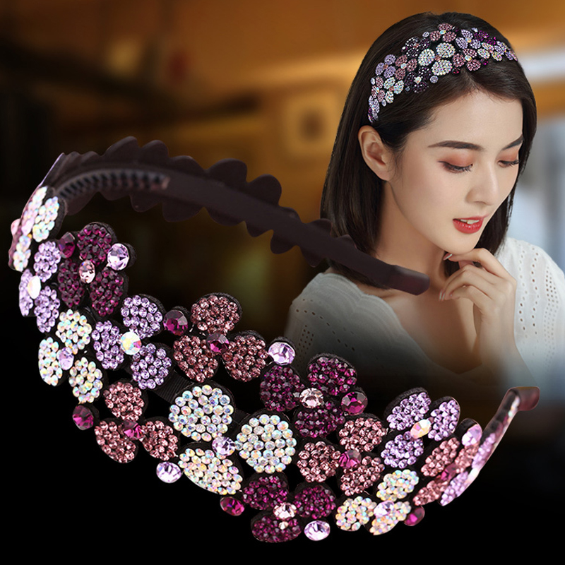 热卖百花日韩水钻盘发头饰品发箍