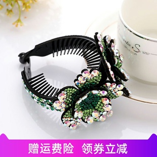 发饰时尚 新款 绚丽女精致花朵镶钻发箍淑女头箍饰品发卡盘发马尾扣