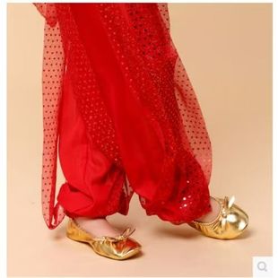 女童舞蹈鞋儿童软底练功鞋 六一演出表演肚皮舞印度舞金色跳舞鞋