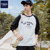 休闲春装 TEEK2026春季 打底衫 纯棉长袖 青少年内搭秋衣 插肩T恤男装