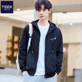 TEEK男士 痞帅青少年连帽潮流外套 纯棉上衣带帽衫 开衫 拉链卫衣春季