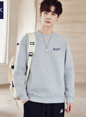 TEEK花灰色纯棉男装卫衣 小众青少年春季港风设计感长袖T恤上衣服