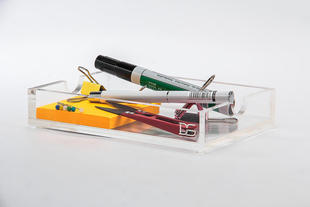 简约亚克力透明便签纸盒桌面收纳盒办公留言纸便笺盒出口原单