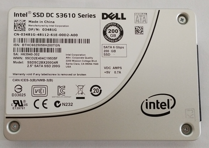 INTEL S3610 S3700 S3710 200G 6GSATA服务器SSD价格便宜一年保修