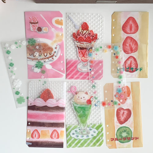 （4件包邮）栗栗斯 原创A6p手帐甜品活页收纳夹分隔页 配件