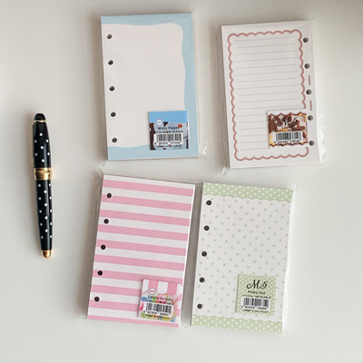 1件包邮 栗栗斯手帐活页内页M5 波点曲奇条纹 古早感韩系盐系拼贴