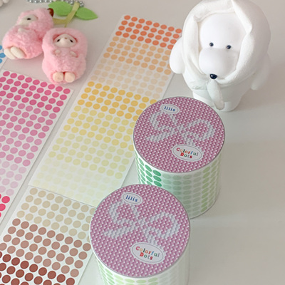 36包邮 栗栗斯彩虹deco小糖豆3mm圆单色纯贴纸卷基础手帐打卡标记