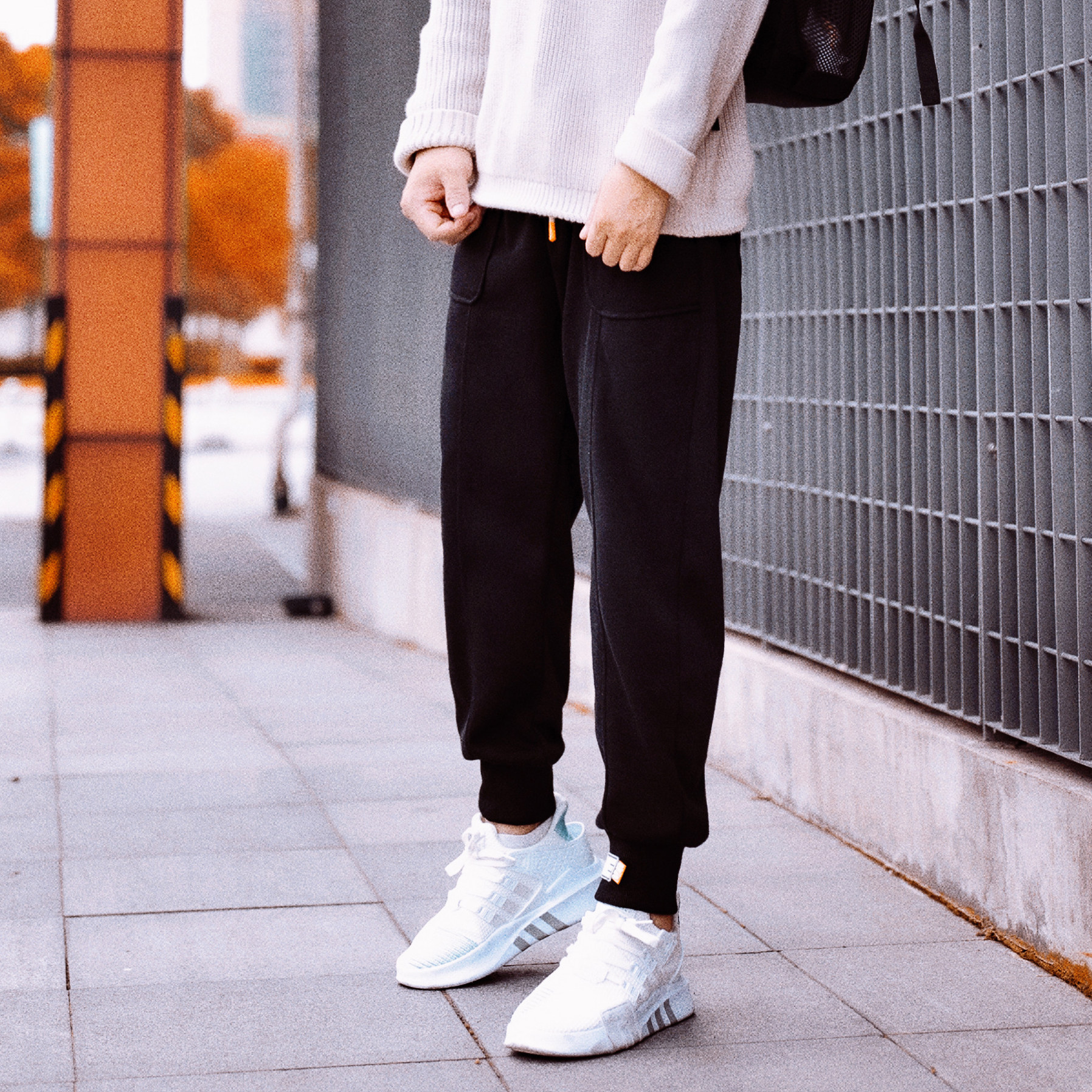 秋冬潮牌针织休闲宽松运动束脚裤男长裤春秋款收口松紧腰缩腿裤子