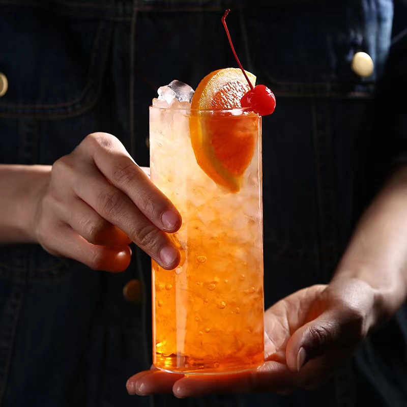 高硼硅简约长饮杯柯林杯果汁杯水杯通透轻薄玻璃饮料杯玻璃杯