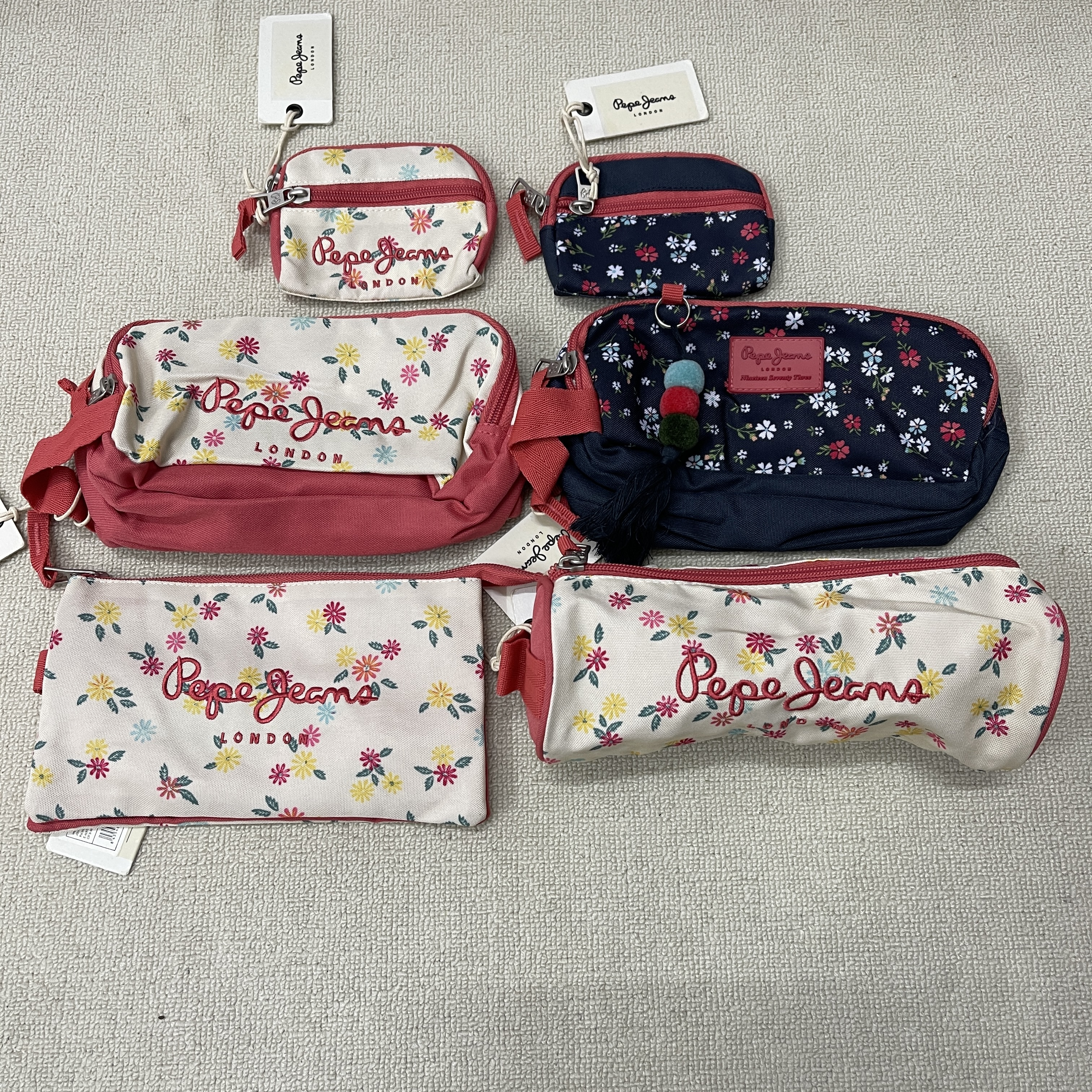 外贸出口 英国pepe jeans碎花刺绣零钱包笔袋铅笔盒 化妆包收纳包