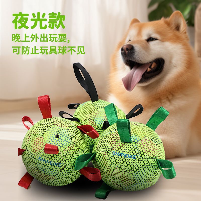 狗狗户外玩具耐咬足球加厚大型犬宠物咬不烂反光荧光闪光大号狗球